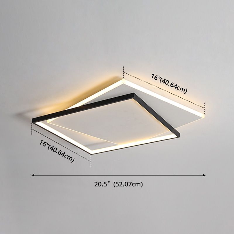 Simplicity LED Ceiling Lamp Double Squares Geometric Shape Flush Mount Lighting Fixture with Acrylic Shade