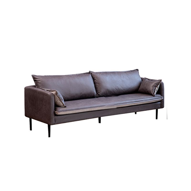 30.70" H Faux Leather Solid Wood Square Arm Sofa with Two Pillows
