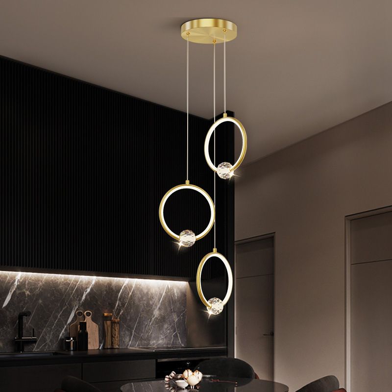 Modern Style Round Shade Hanging Light Crystal Light Pendant Lamp for Dining Room
