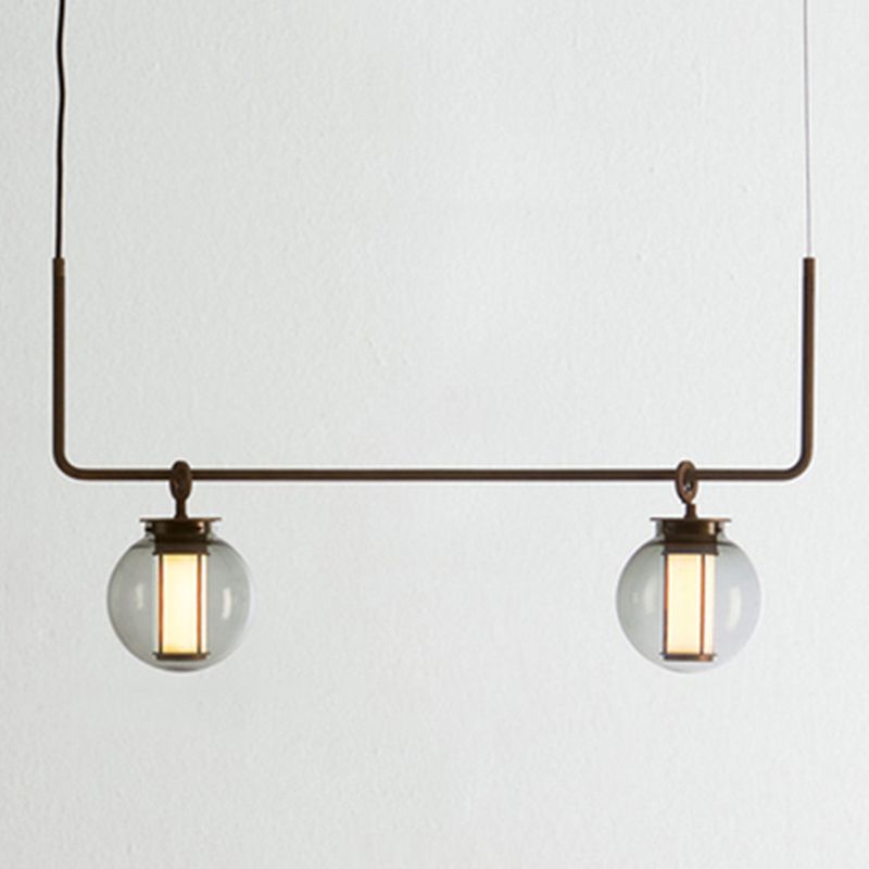 Vetro 2 luci isola illuminazione a sospensione sferico isola industriale lampade per bar