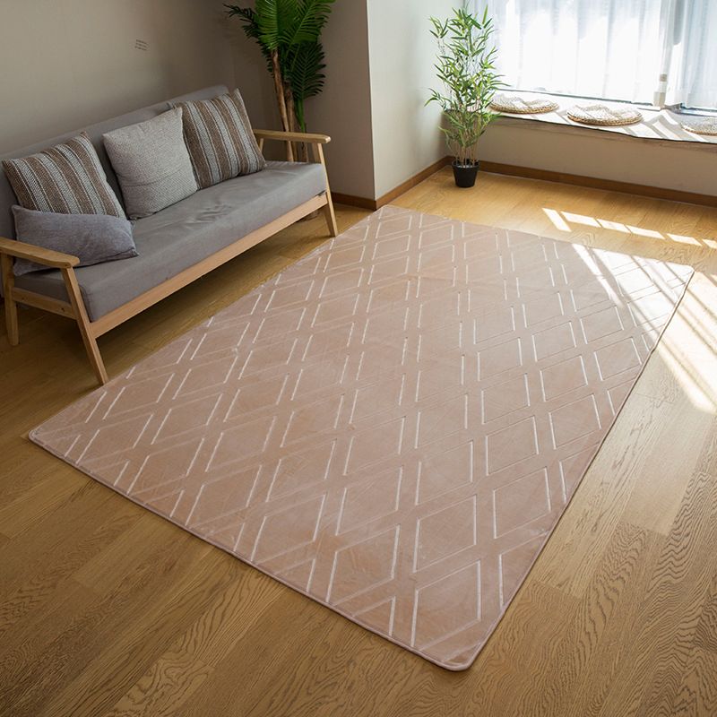 Dark Brown Diamond Rug Polyester Modern Rug Washable Rug for Drawing Room