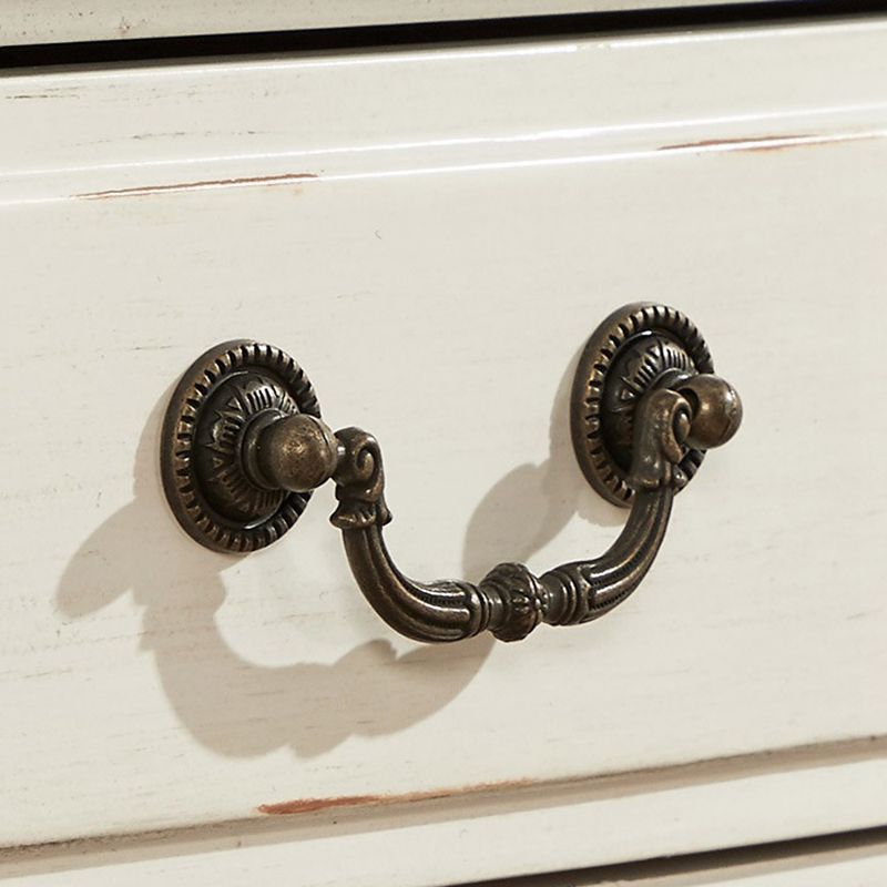 Victorian White Makeup Vanity Desk Table Solid Wood Dressing Table Stool Set