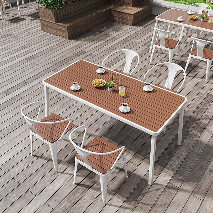Outdoor Contemporary Coffee Table Metal Frame Rectangle Dining Table