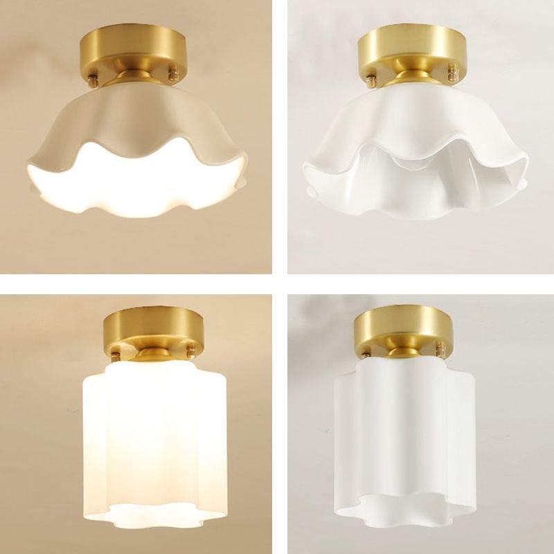 1-Light Ceiling Lamp Simple Ceiling Mount Light with Glass Shade for Aisle
