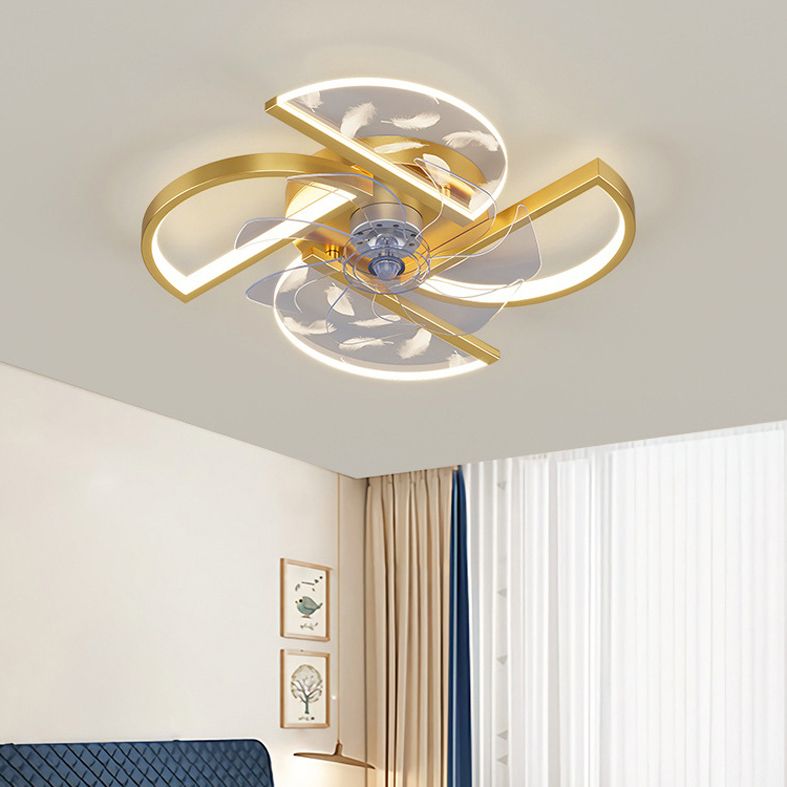 Nórdico Ventilador LED de dormitorio acrílico en forma de montura de montaje en forma de viento