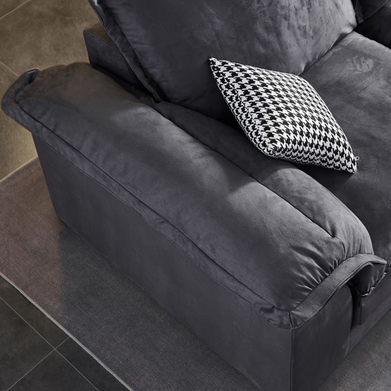 Fabric Pillow Top Arm Sectional 29.53"High Cushion Back Sofa, Black