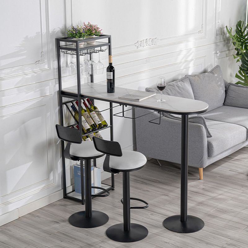 Sintered Stone Bistro Bar Table Modern Wine Rack Bar Table for Living Room