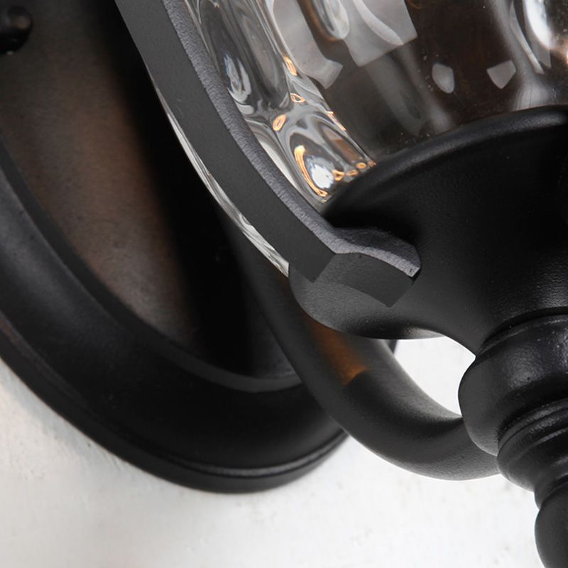 Urne Dimbled Glass Wall Montage Lampe Industrielle Einzelbirne Außenleuchte in Schwarz, 8 "/10"/11 "W.