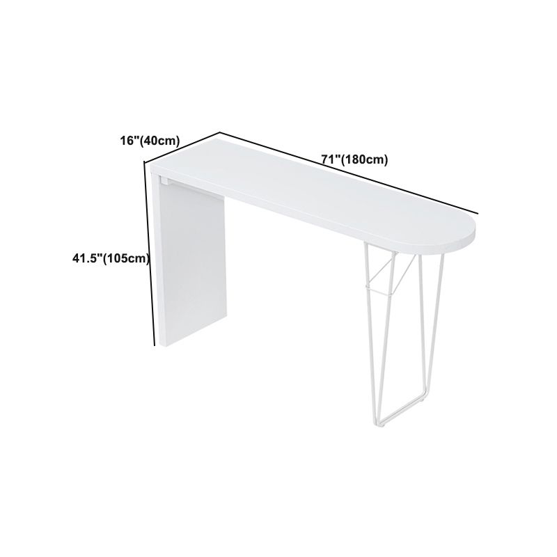 Modern Wooden Bar Dining Table White Bar Height Pub Table with Double Pedestal