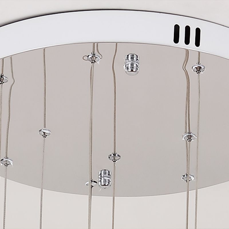 Artistic Hollowed out Ball Multi Ceiling Lamp Metallic 10 Bulbs Staircase Suspension Light Fixture in Silver