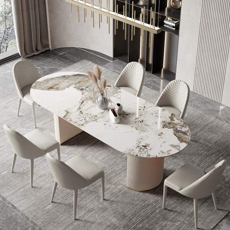 Traditional Luxury Dining Table Sintered Stone Oval Table for Home