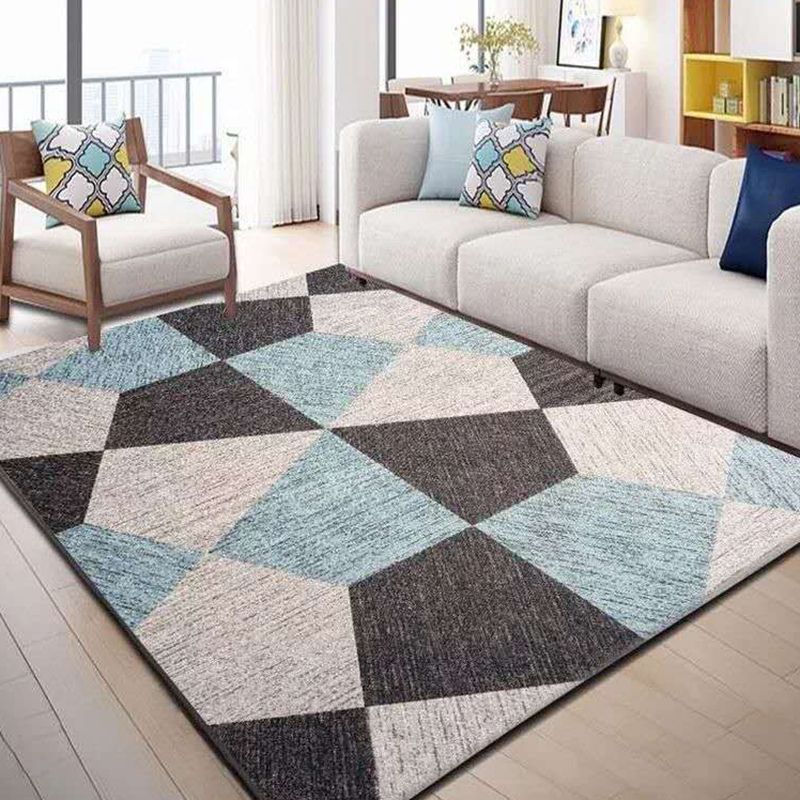 Nordic Living Room Rug Multicolored Geometric Printed Indoor Rug Anti-Slip Backing Pet Friendly Area Carpet