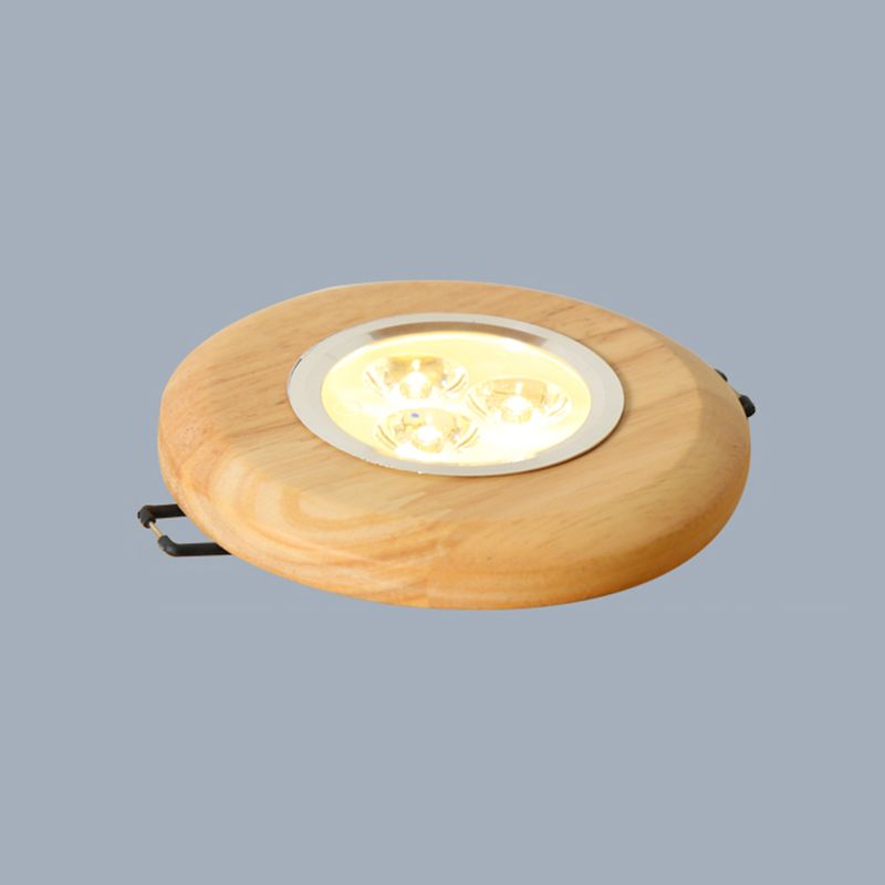 Plafonnier LED pour couloir circulaire, luminaire de plafond en bois de Style concis moderne