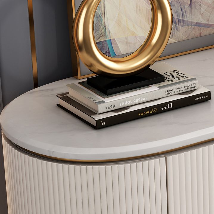 6-Drawer Engineered Wood Sideboard Modern Buffet Table with Stone for Dining Room