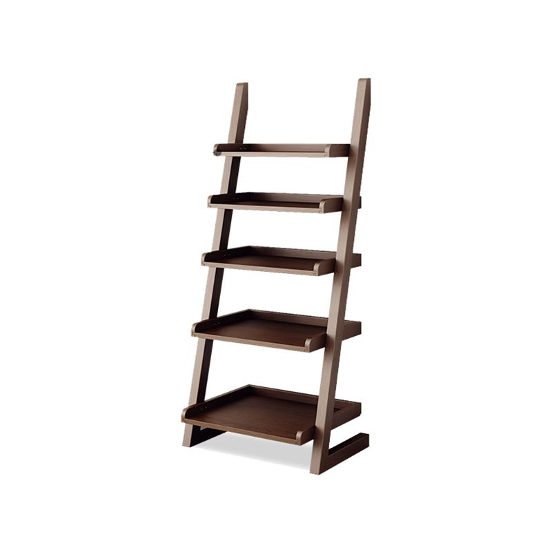 Modern Open Back Ladder Bookshelf Wooden Bookcase for Study Room