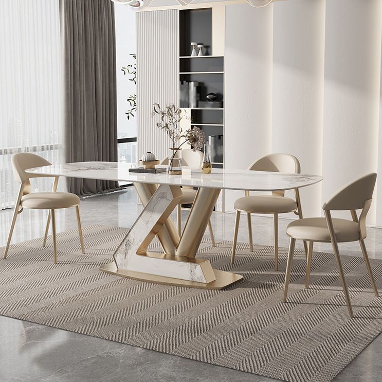 Nordic Glam Sintered Stone Rectangle Table Set 1/4/5/6/7/9 Pieces Dining Set