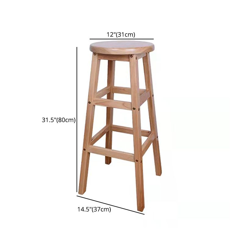 Modern Armless Backless Counter Stool Wood Bar Stool with Footrest