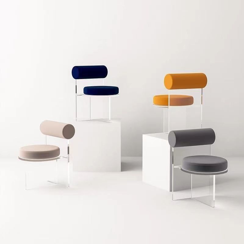Contemporary Upholstered and Acrylic Dining Side Chair for Home
