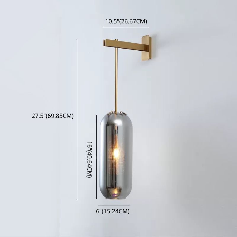 Applique murale de crayon en laiton moderne avec application de lampe de pendaison de mur en verre cylindrique