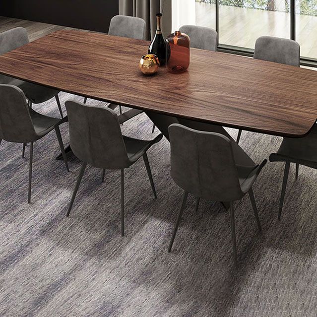 Industrial Metal Rectangle Dining Table Walnut Wood Top Table for Kitchen