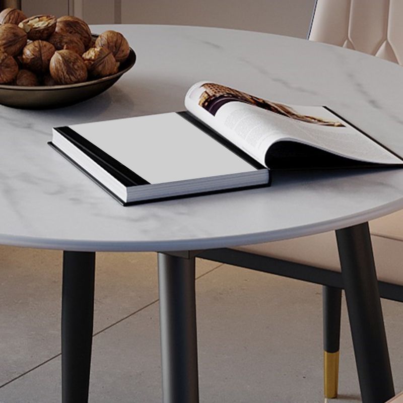 Industrial Style Dining Table Sintered Stone 4 Legs Table for Home