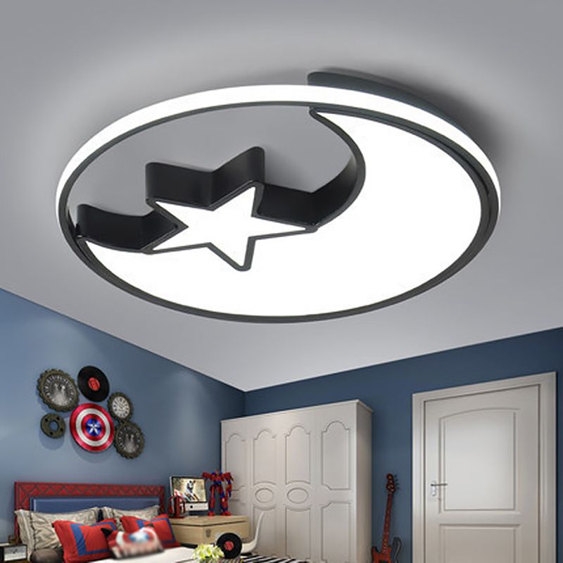 Moon And Star Flush Mount Light 1 Light Acrylic Cartoon Flush Mount Spotlight for Children Bedroom