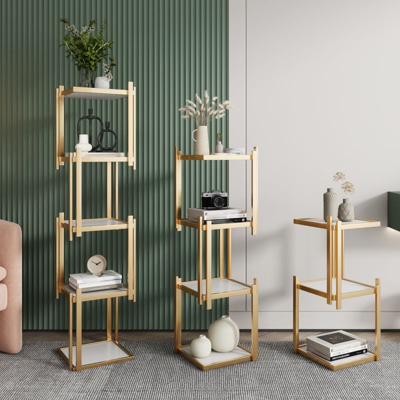 Glam Style Open Bookshelf Vertical Shelf Bookcase for Home Office