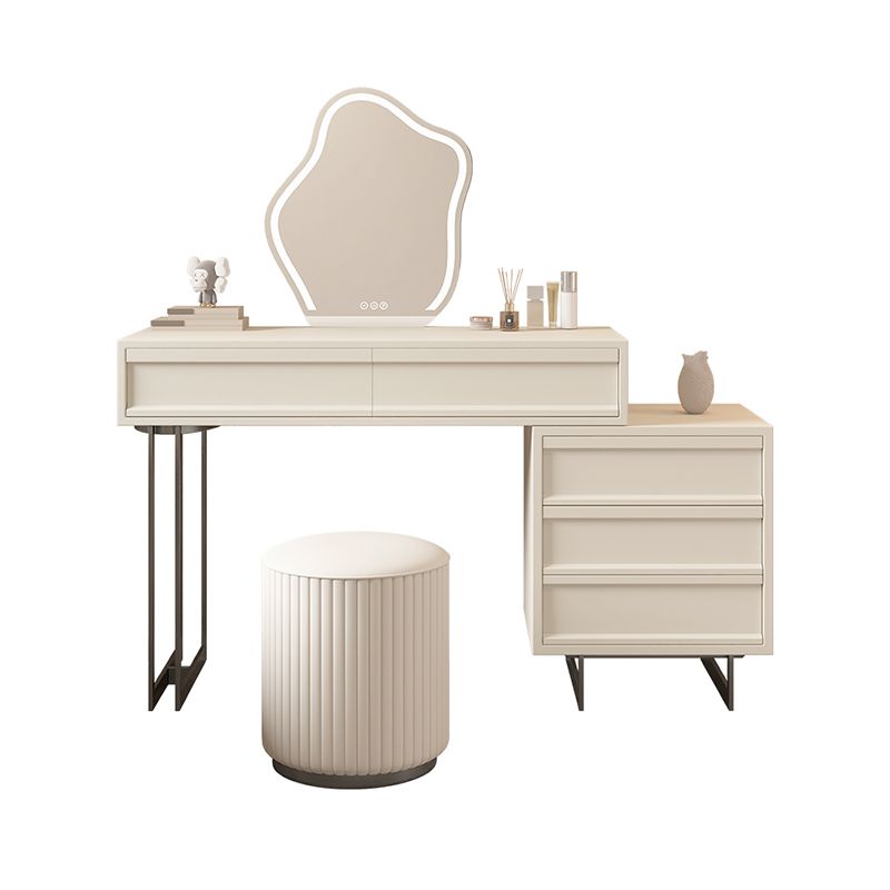 Contemporary Vanity Dressing Table in Beige with 2/5 Drawers