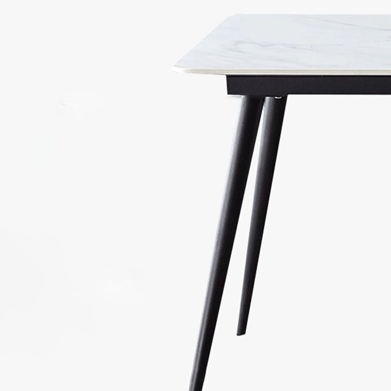 Stone Top Dining Table Traditional Luxury Table with 4 Legs in Black