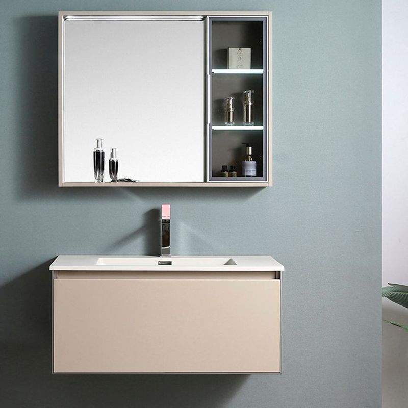 Contemporary Wooden Vanity Cabinet Mirror Bathroom Vanity Set with Storage Shelving