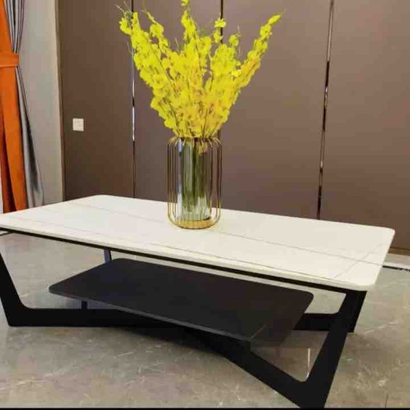 Glam Frame Coffee Table Slate Rectangular Coffee Table Set for Living Room