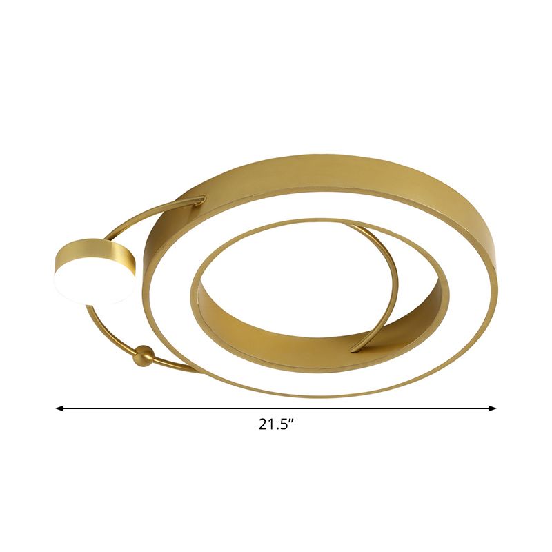 Hollow Round Flush Light Fixture Nordic Metal LED Gold Flush Mount Lamp in Warm/White Light