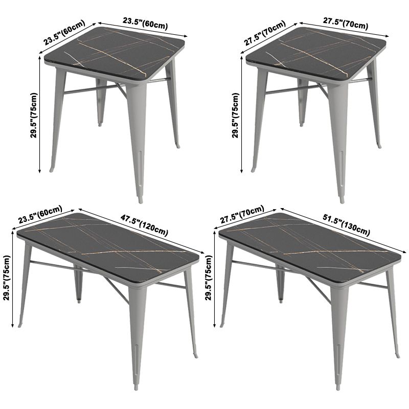 Mesa de comedor industrial Mesa de comedor de piedra sinterizada negra con base de trineo