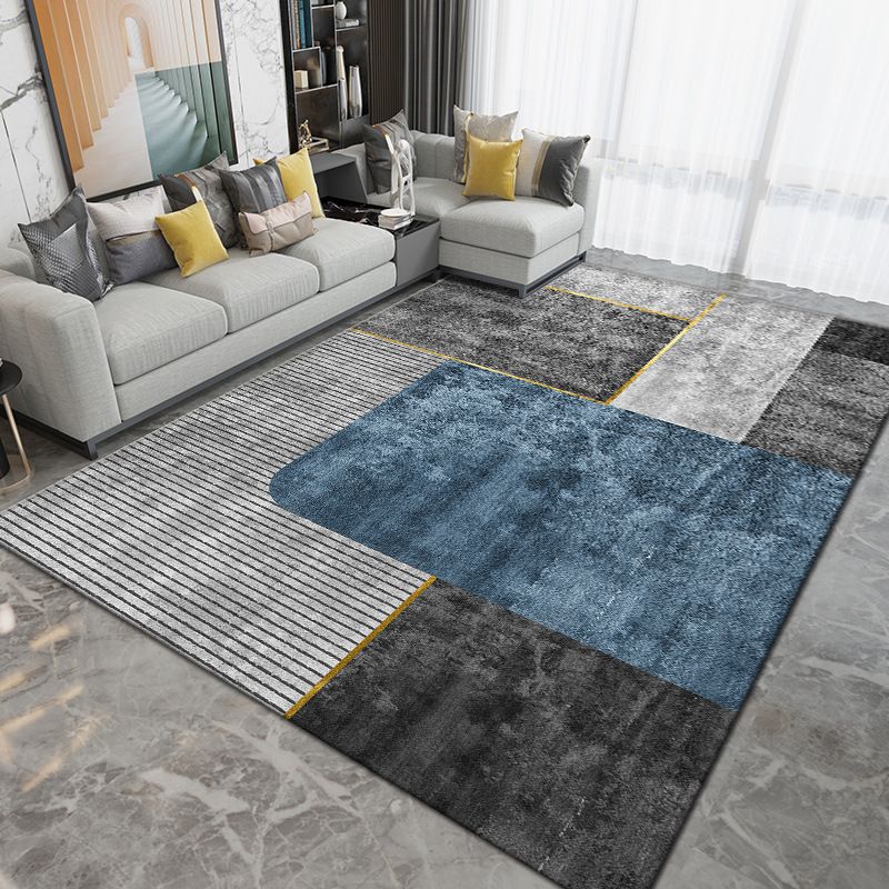 Grey Contemporary Rug Polyester Graphic Rug Washable Rug for Sitting Room