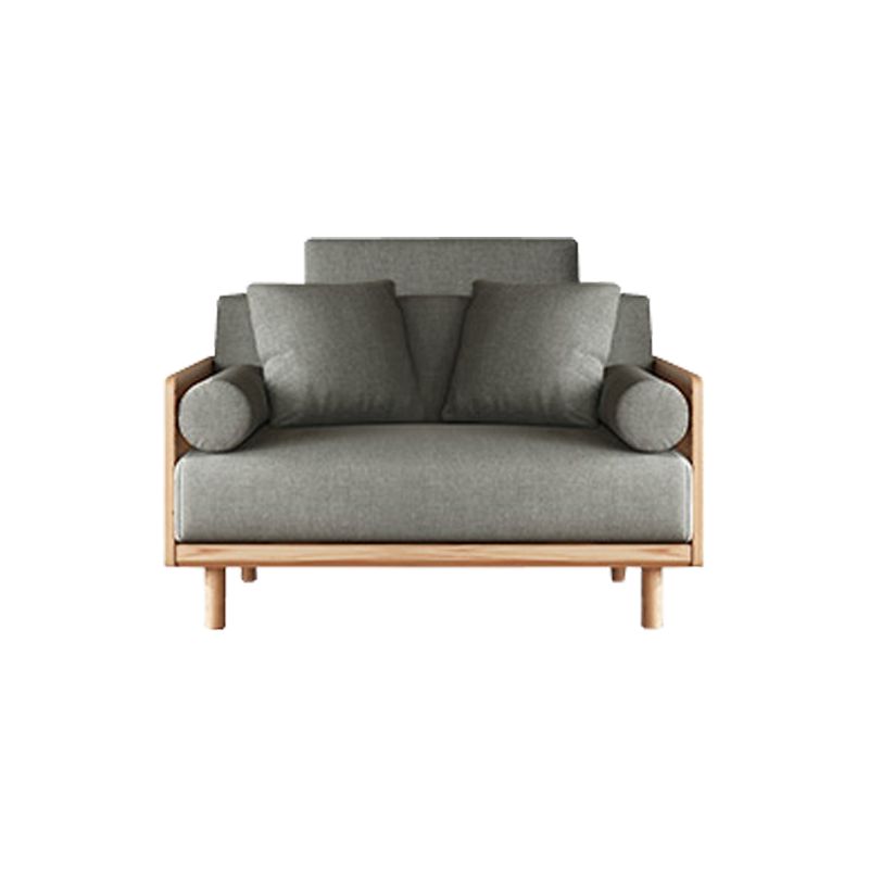 Contemporary Gray Standard Pillow Top Arm Stationary Linen Sofa