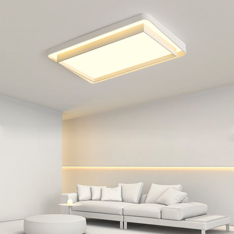 1 Light Metal Geometric Flush Mount Fixture Modern Flush Light Fixtures in White