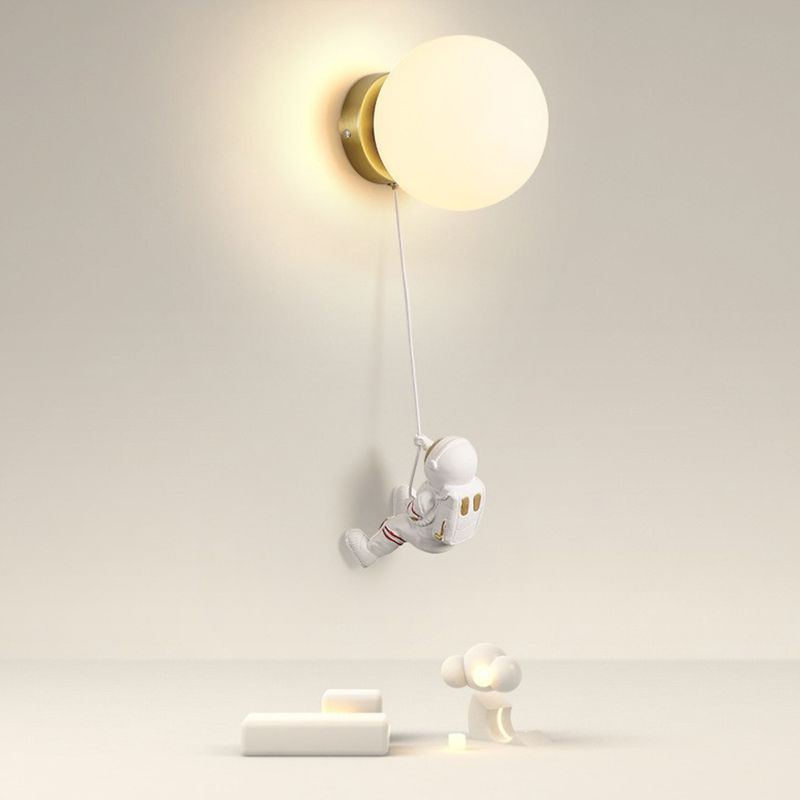 Flush Mount Metal Lighting Children Globe Shaded Wall Light for Bedroom