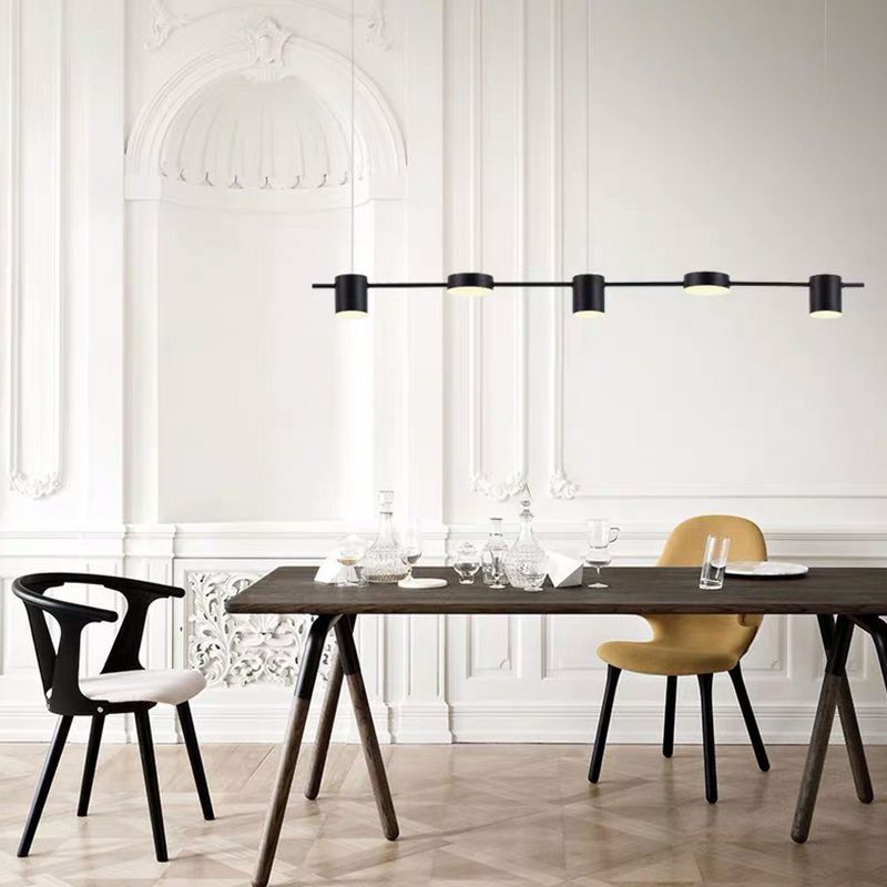 Minimalist Linear Island Lighting Metal 5-Light Dining Room LED Hanging Pendant Light