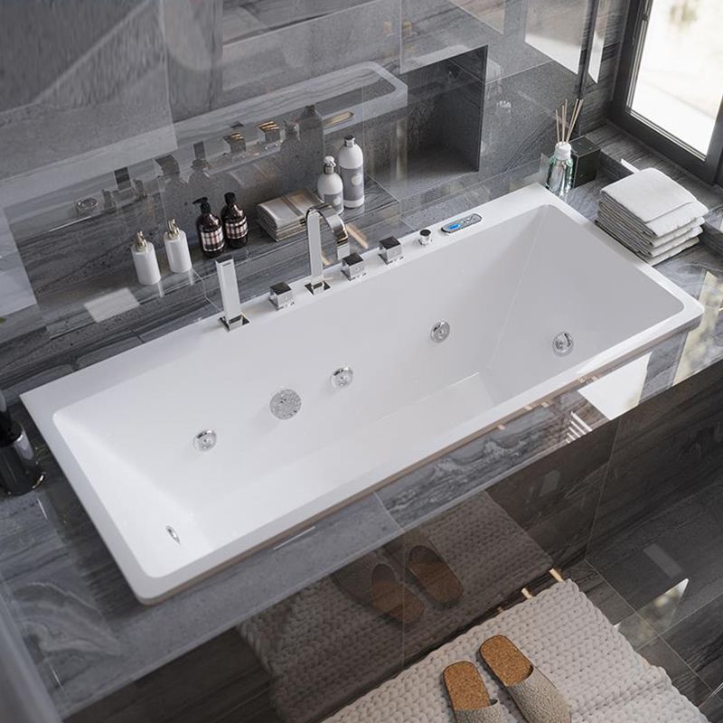 Modern Rectangle Acrylic Embedded Bathtub with Massage Device