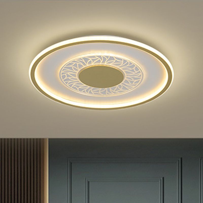 Square/Round Metal Flush Lighting Simplicity 16"/19.5" Width LED Gold Ceiling Lamp Fixture