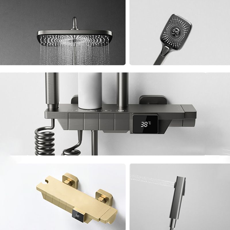 Modern Brass Shower Set 2 Shower Heads Shower Faucet in Gray and White