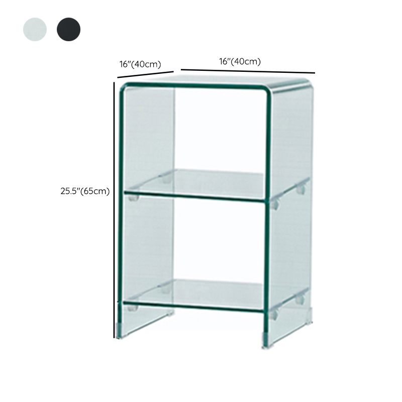 Modern Glass Square Side End Table Sled Corner Table for Living Room