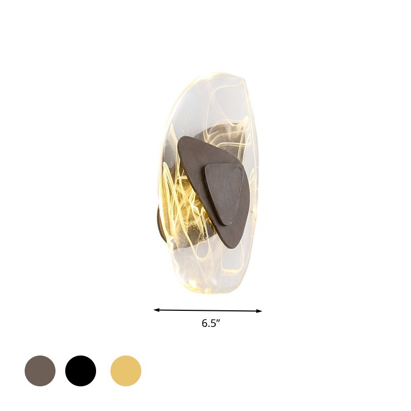 Geometric Crystal Wall Light Simple LED Dining Room Wall Sconce Lighting in Black/Brown/Gold, Warm/White Light