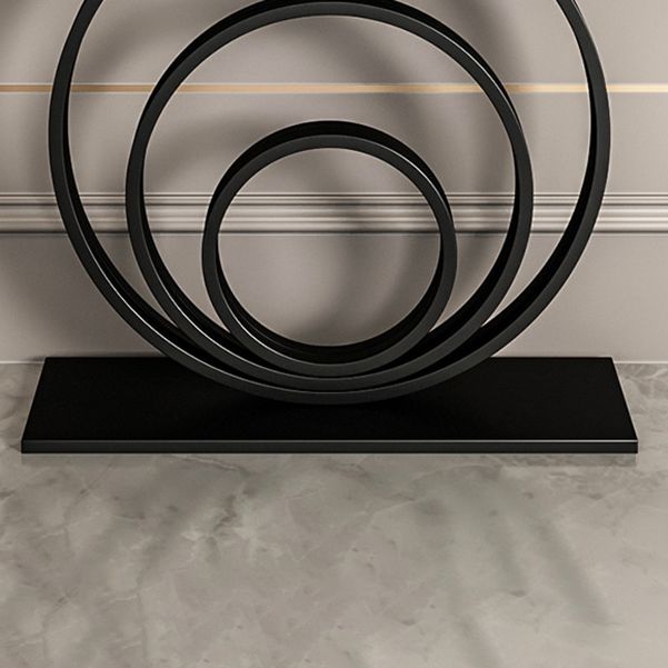 Stone Half Moon Console Table 31.5-inch Tall Accent Table with Shelf