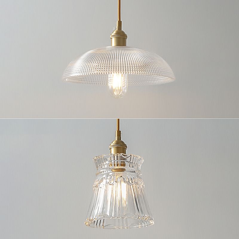 Kit di luce sospesa industriale in vetro trasparente a 1 luci a 1 lutto Luce per sala da pranzo