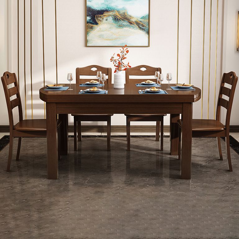 54.3''l Mesa de madera maciza moderna Mesa de comedor extensible con 4 patas Base