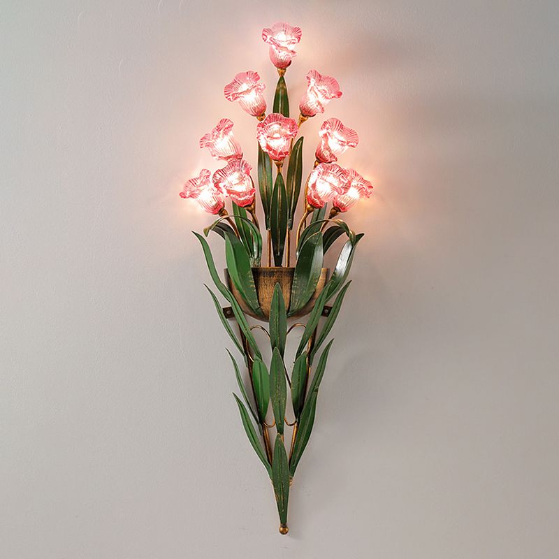Modern Style Wall Lamp Flower Shape Wall Mount Lamp with Glass Shade for Bedroom