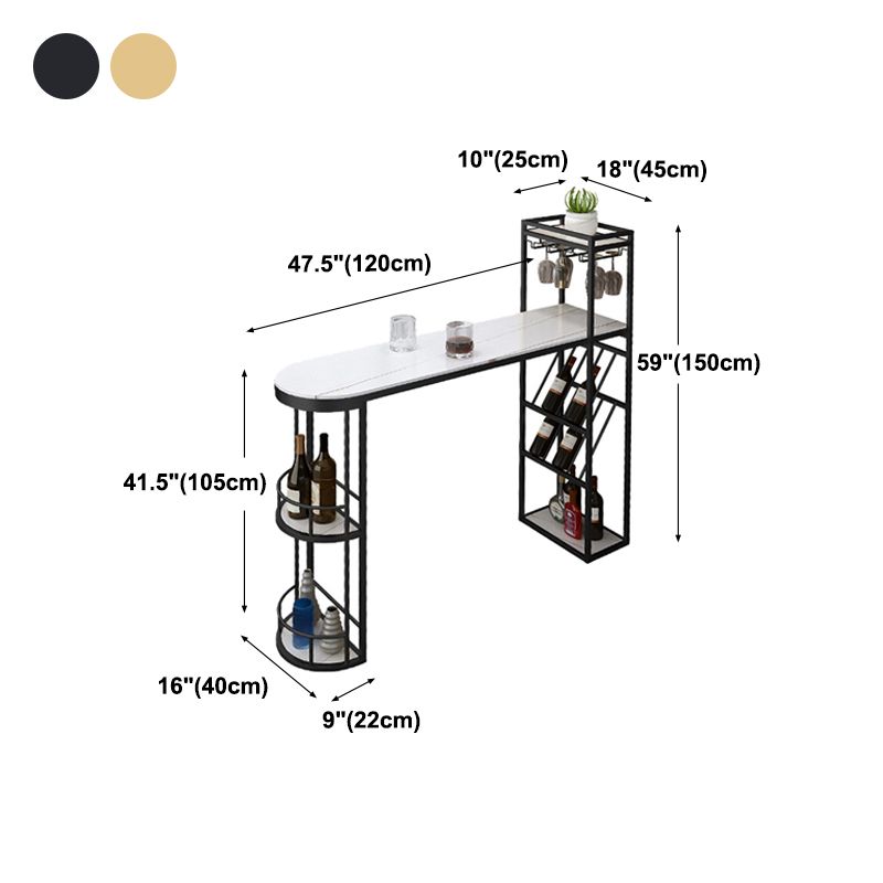 Sled Marble Pub Height Dining Table Modern Storage Counter Height Dining Table