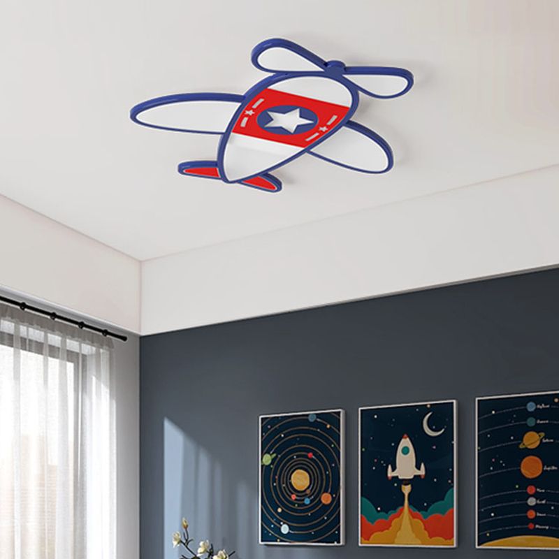 Airplane Metal Cartoon Flush Mount LED 1-Light Flush Light Fixture for Children Bedroom
