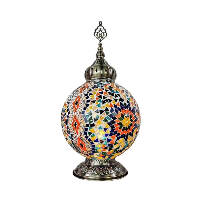 1 tête tachée d'art tachée lampe de table traditionnelle blanc / rouge / jaune globe de nuit.